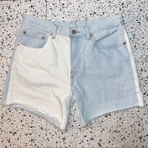 Levi's Light Blue and White Jean Shorts
